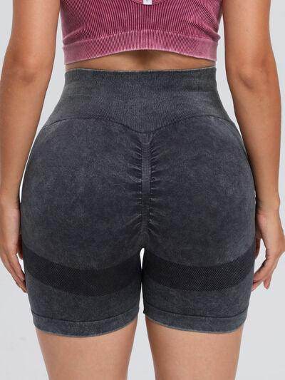 Washed High Waist Active Shorts for Ultimate Comfort - Selvanelle