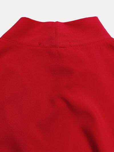 Frill Tie Neck Three-Quarter Sleeve Dress for Women - Selvanelle