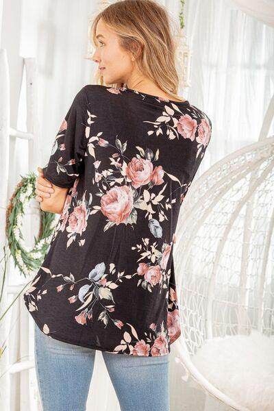Heimish Full Size Crisscross Neck Floral Babydoll Top Plus Size - Selvanelle