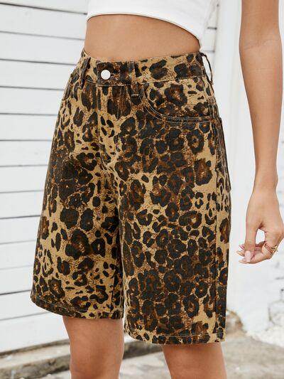 Leopard High Waist Denim Shorts for Women Fashion Style - Selvanelle