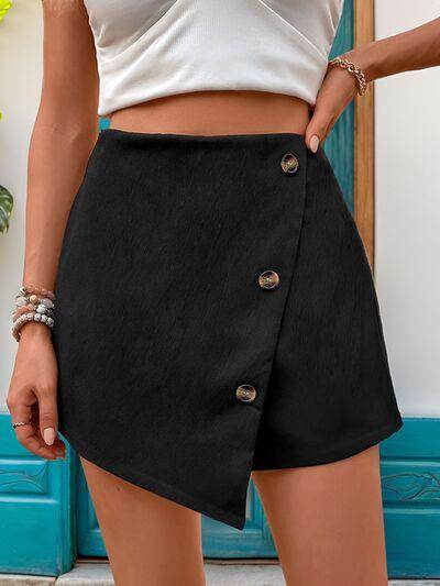 Perfee Decorative Button High Waist Skort for Women - Selvanelle