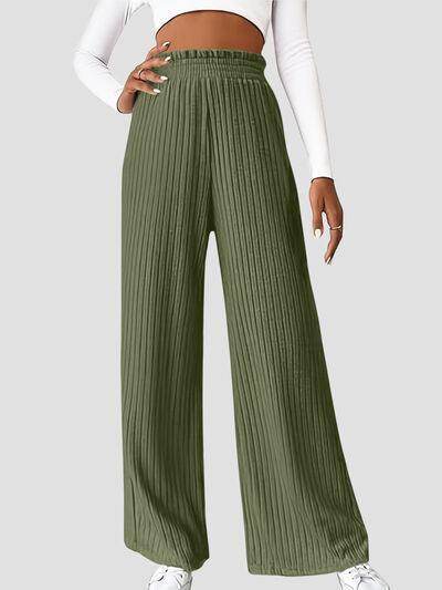 Ribbed High Waist Pants for Women in Various Sizes - Selvanelle