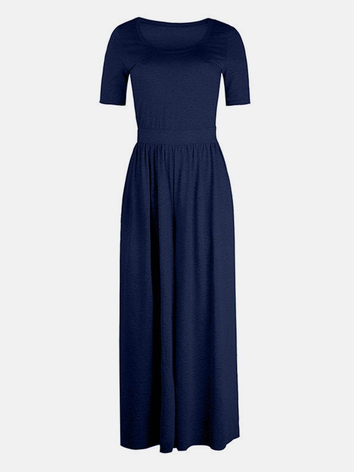 Scoop Neck Short Sleeve Jumpsuit for Casual Comfort - Selvanelle