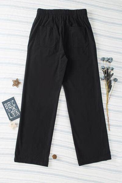 Half Elastic Waist Straight Pants for Comfortable Fit - Selvanelle
