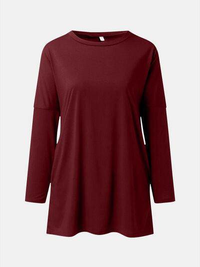Full Size Round Neck Long Sleeve T-Shirt for Women - Selvanelle