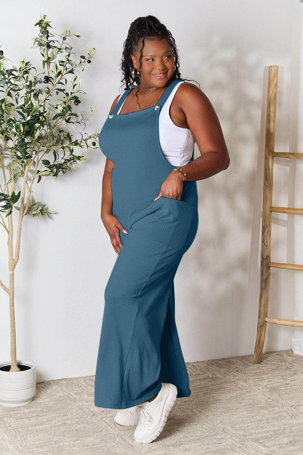 Double Take Full Size Wide Strap Overall with Pockets For Women - Selvanelle