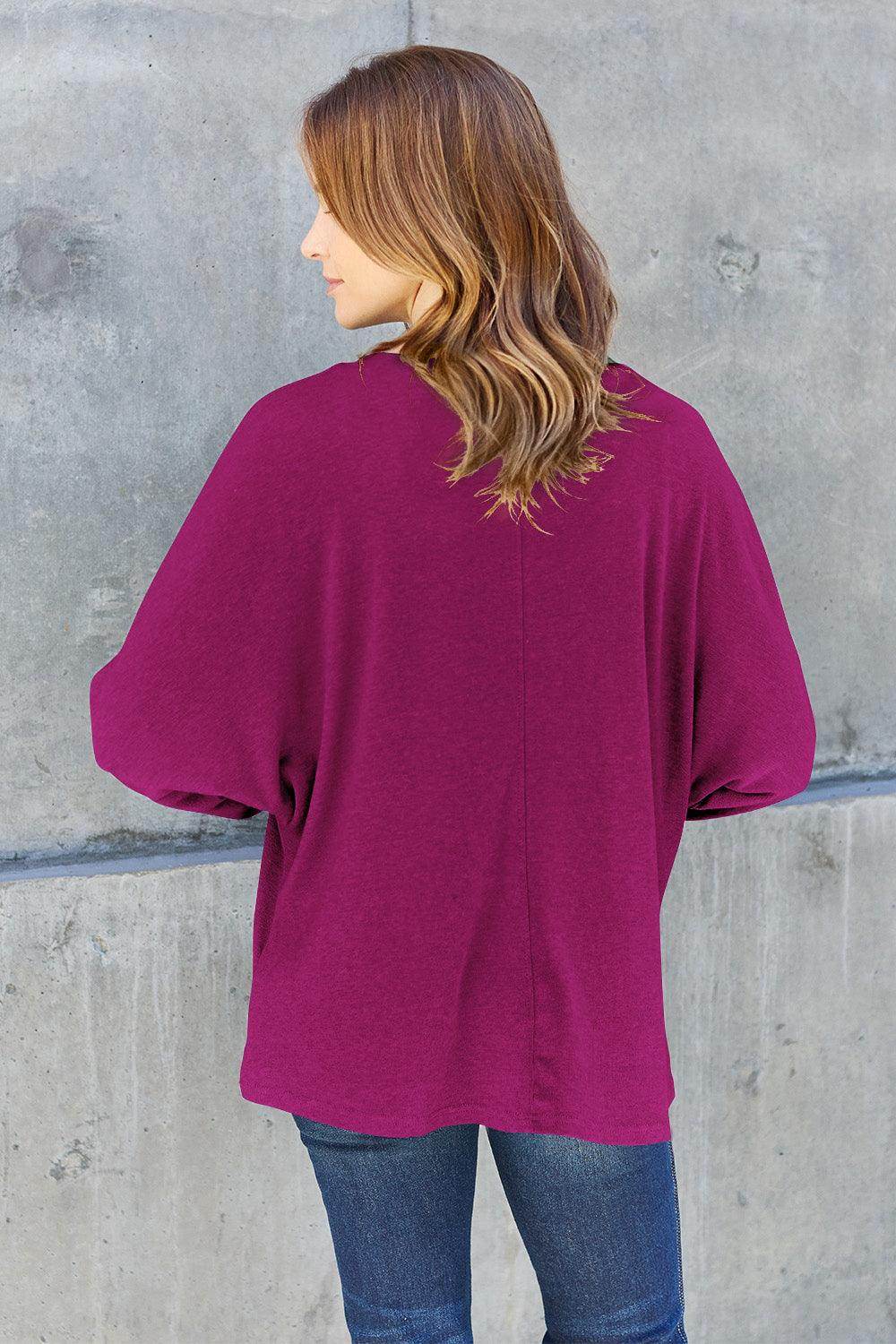 Double Take Full Size Round Neck Long Sleeve T-Shirt for Women - Selvanelle