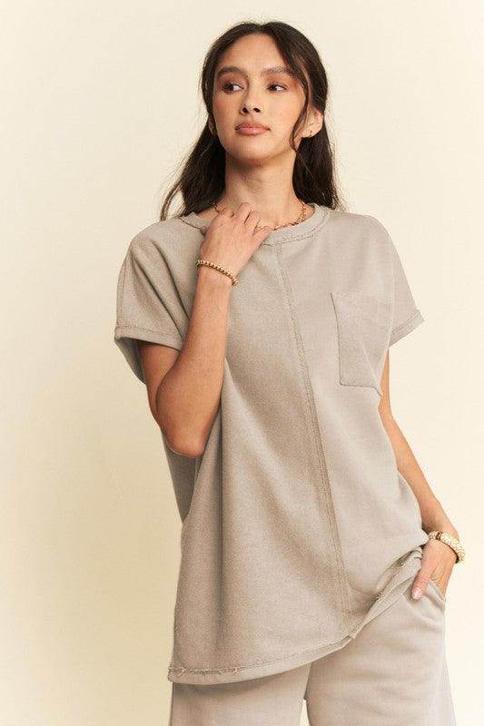 Davi & Dani Round Neck Short Sleeve Top and Pants Set Outfit - Selvanelle