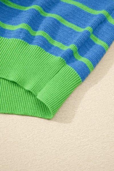 Striped Round Neck Long Sleeve Sweater for Women Fashion - Selvanelle