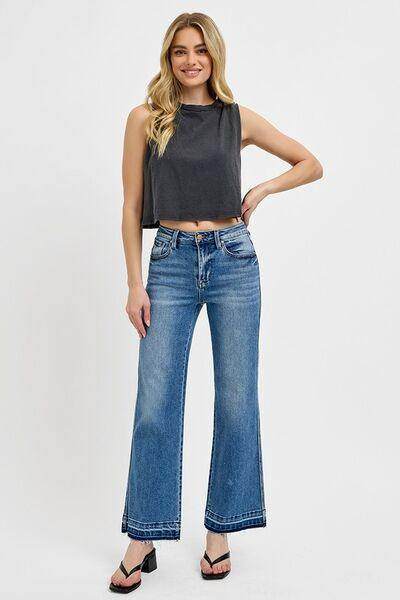 RISEN Full Size Raw Hem Ankle Bootcut Jeans Plus Size - Selvanelle