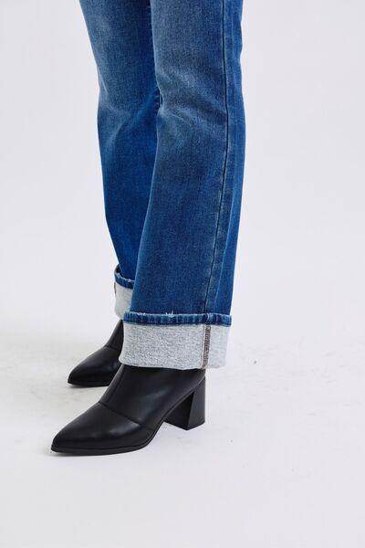 Judy Blue Full Size Run Mid-Rise Bootcut Jeans Thermal Lining - Selvanelle