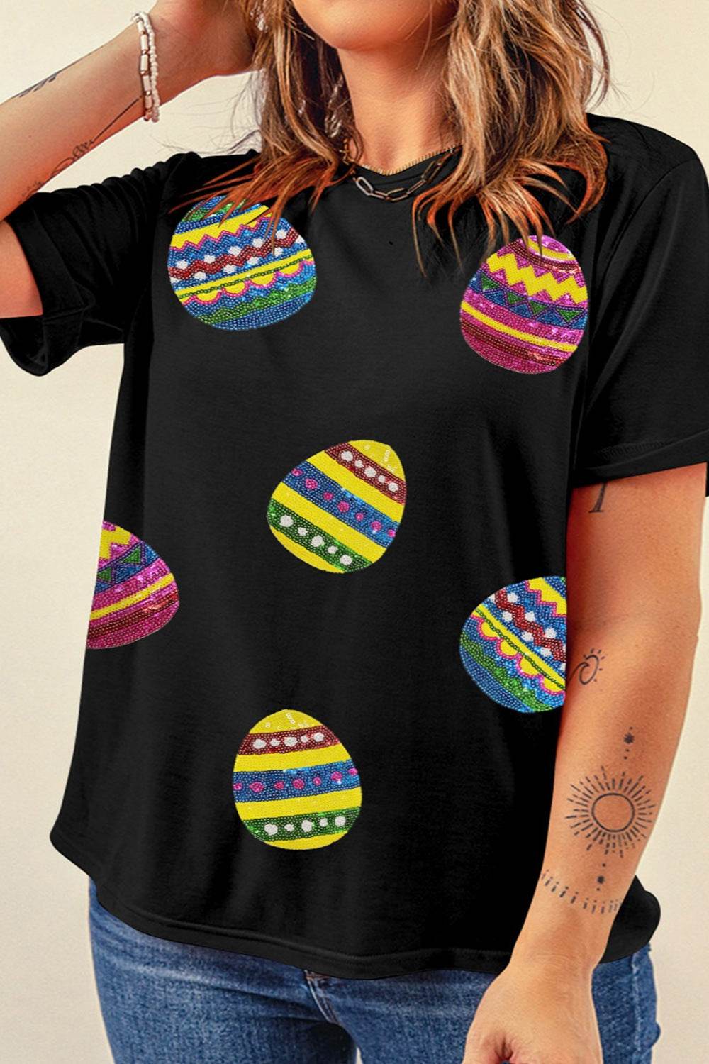 Plus Size Easter Round Neck Short Sleeve T-Shirt - Selvanelle