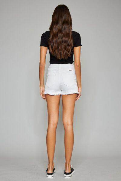 Kancan Full Size High Rise Frayed Hem Denim Shorts for Women - Selvanelle