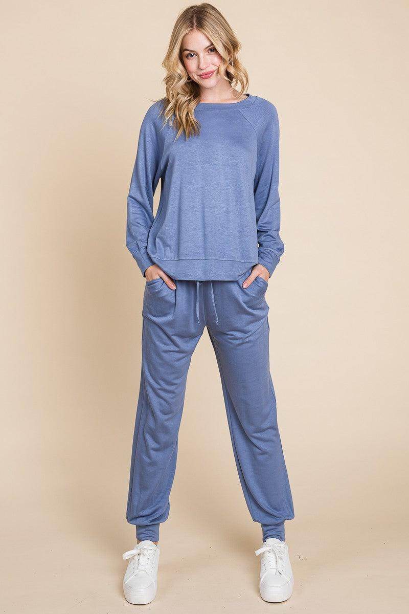 Super Lady Round Neck Raglan Sleeve Top and Pants Set - Selvanelle