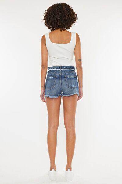 Kancan Distressed Button Fly Denim Shorts for Women - Selvanelle