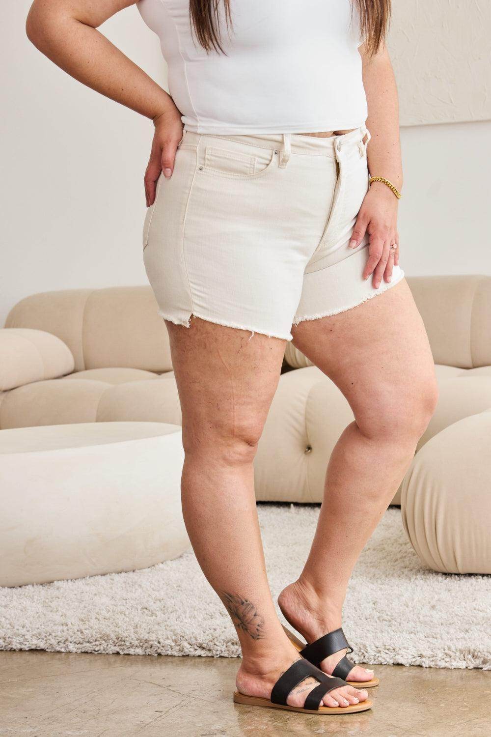 RFM Full Size Tummy Control High Waist Denim Shorts for Women - Selvanelle