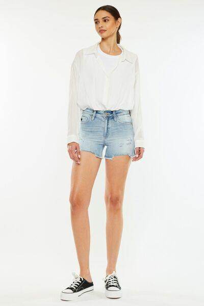 Kancan High Rise Side Slit Denim Shorts for Summer Style - Selvanelle