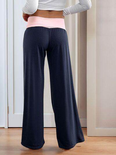 Perfee Contrast Wide Leg Pants for Stylish Comfort - Selvanelle