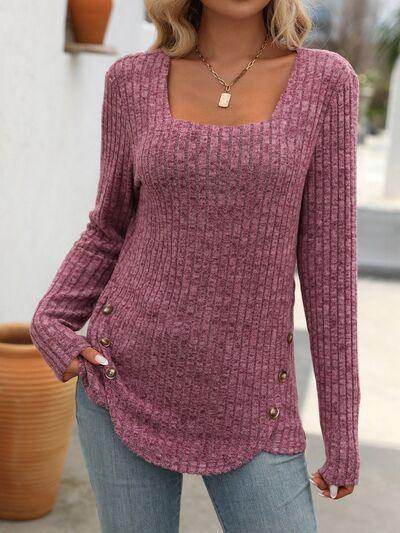 Mandy Square Neck Long Sleeve T-Shirt for Women Fashion - Selvanelle