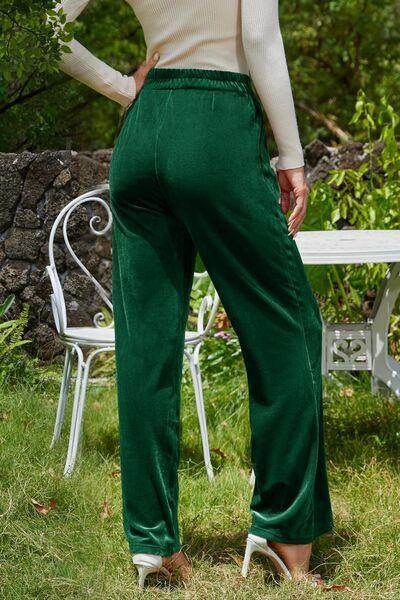 Velvet Wide Leg Pants with Pockets for Stylish Comfort - Selvanelle