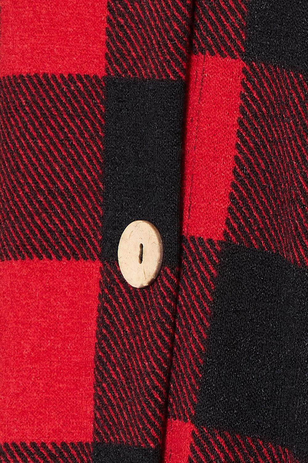 Heimish Full Size Plaid Button Front Hooded Shirt for Women - Selvanelle