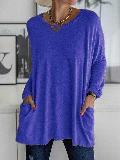 Full Size Round Neck Long Sleeve T-Shirt for Women - Selvanelle