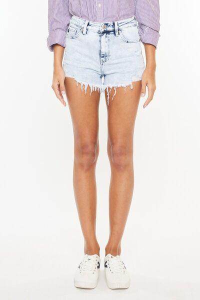 Kancan High Rise Frayed Hem Denim Shorts for Women - Selvanelle