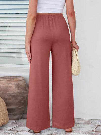 Elastic Waist Wide Leg Pants for Women in Various Sizes - Selvanelle