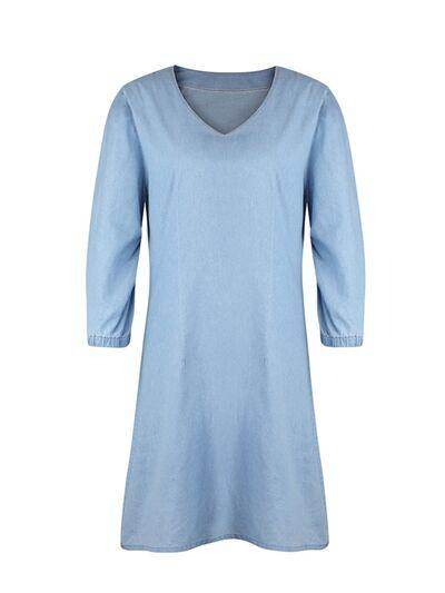 Full Size V-Neck Half Sleeve Dress for Everyday Wear - Selvanelle