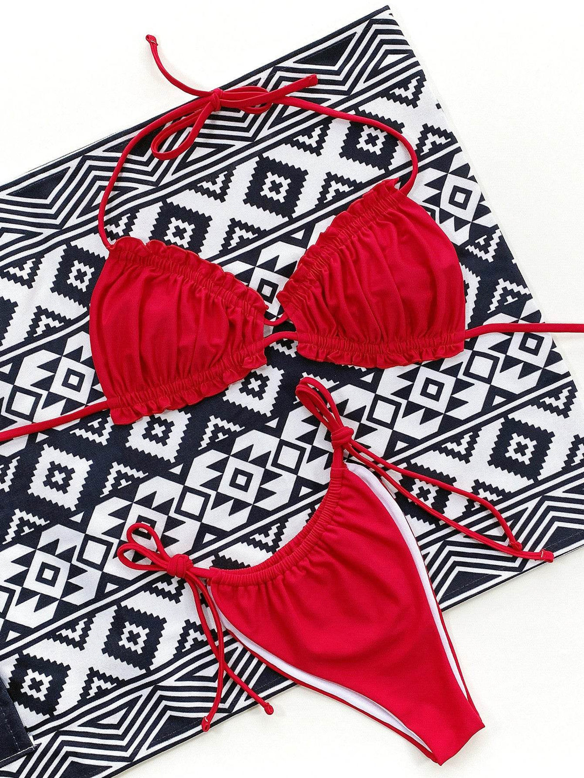 Frill Trill Halter Neck Bikini Set - Selvanelle