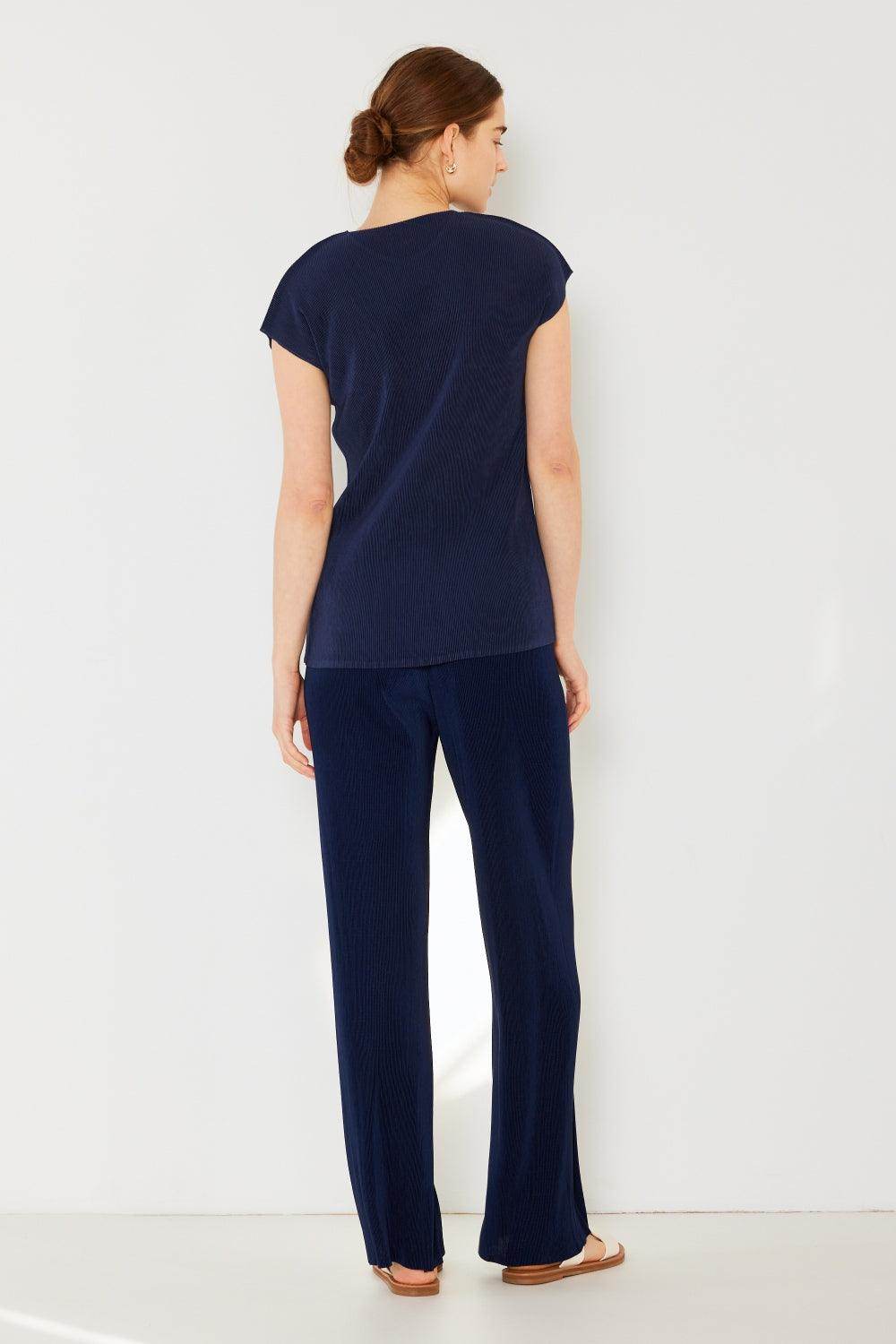 Marina West Swim Rib Pleated Elastic-Waist Wide Leg Pants - Selvanelle