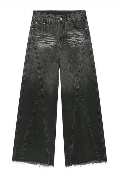 Raw Hem Jeans With Pockets For Effortless Style - Selvanelle