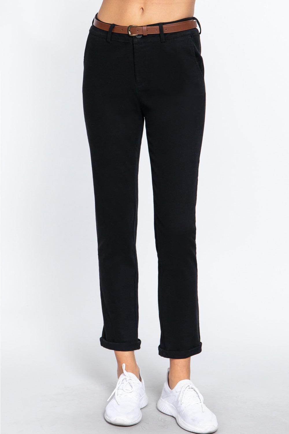 ACTIVE BASIC Cotton-Span Twill Straight Pants for Women - Selvanelle