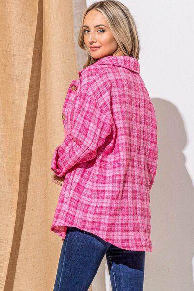 And The Why Full Size Tweed Button Down Long Sleeve Shacket - Selvanelle
