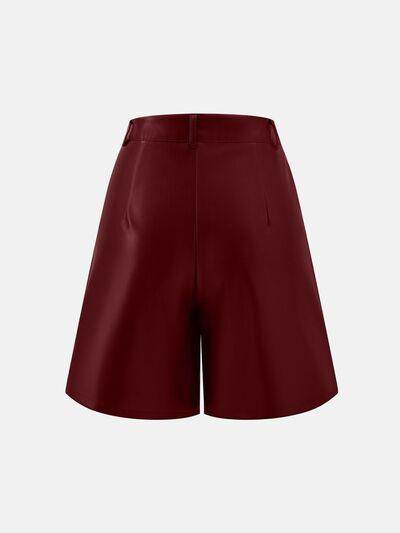 PU Leather High Rise Shorts for Women with Pockets - Selvanelle