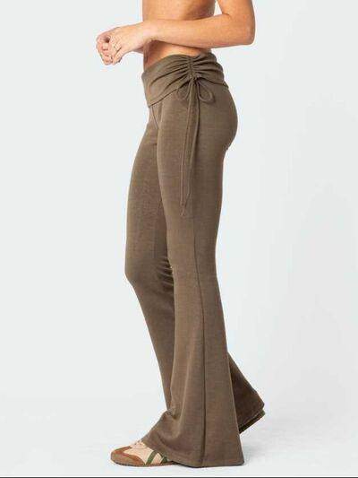 Drawstring Ruched Flare Pants for Women in Multiple Sizes - Selvanelle