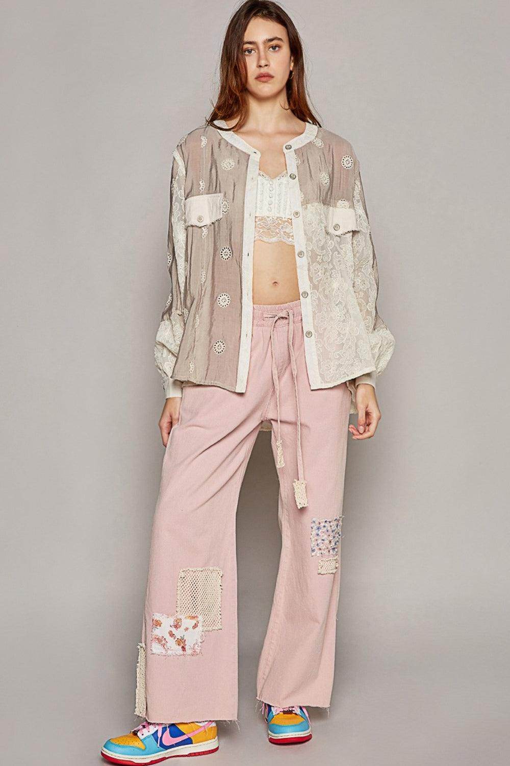 POL Eyelet Button Up Shirt for Elegant Day to Night Wear - Selvanelle