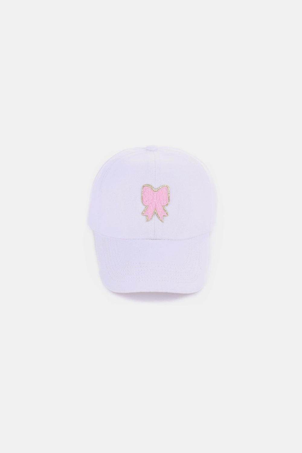 Zenana Ribbon Bow Chenille Patch Baseball Cap for Women - Selvanelle