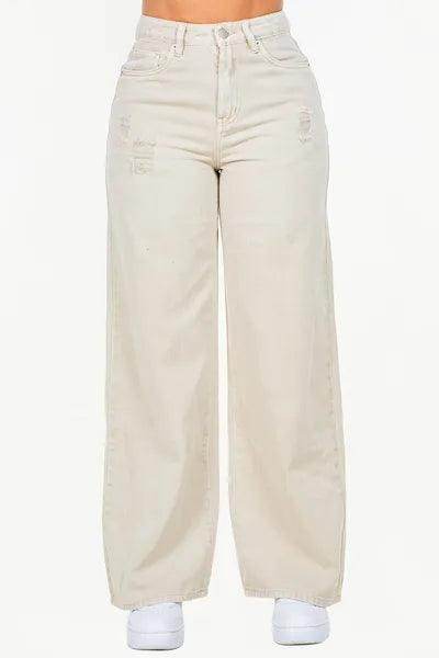 American Bazi High Waist Distressed Wide Leg Jeans Women - Selvanelle
