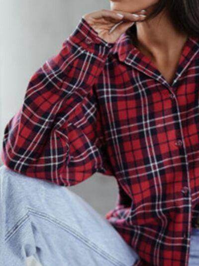 Plaid Collared Neck Long Sleeve Shirt for Casual Wear - Selvanelle