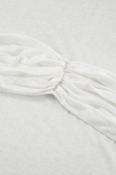 Ruched Round Neck Long Sleeve Blouse for Women Fashion - Selvanelle