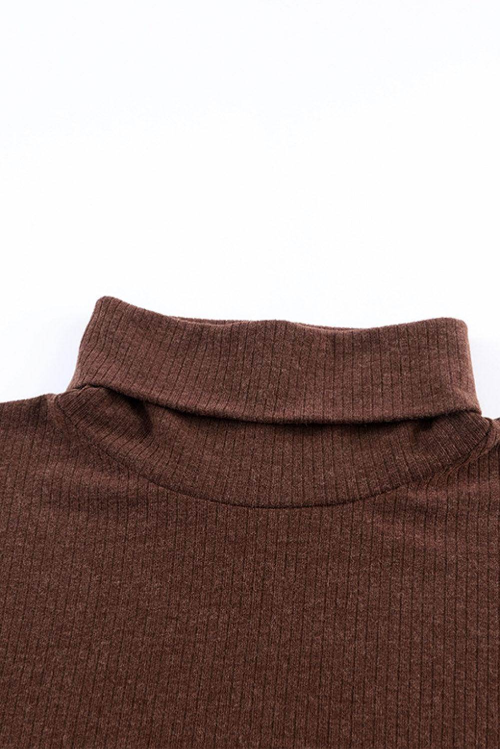 Mock Neck Long Sleeve Top and Slit Skirt Set for Women - Selvanelle