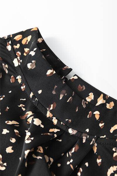 Printed Mock Neck Balloon Sleeve Blouse for Women - Selvanelle