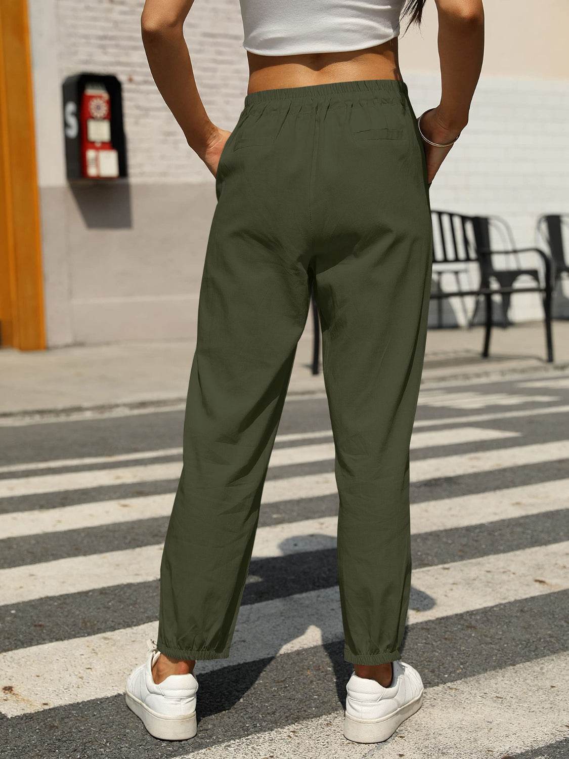 Elastic Waist Tapered Pants - Selvanelle