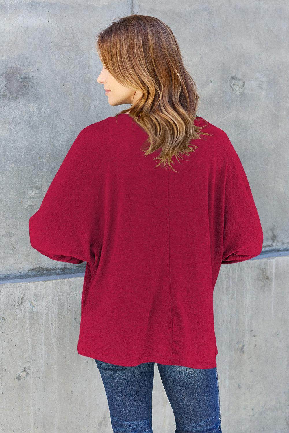 Double Take Full Size Round Neck Long Sleeve T-Shirt for Women - Selvanelle