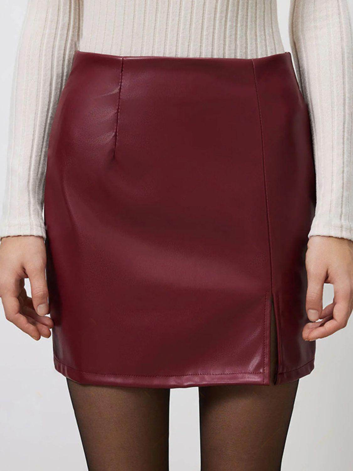 Stylish Slit Mini Skirt with Zipper for Fashionable Looks - Selvanelle