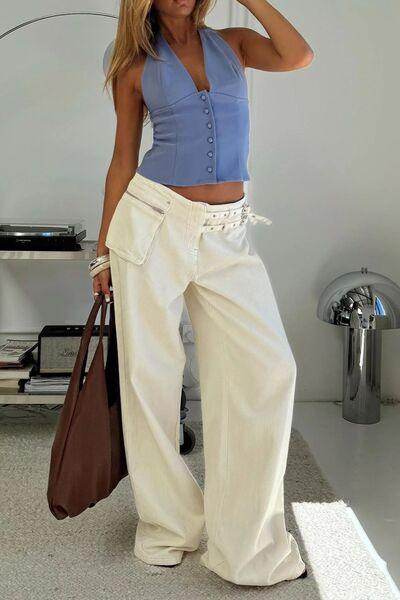 Stylish Wide Leg Jeans with Pockets for Everyday Wear - Selvanelle