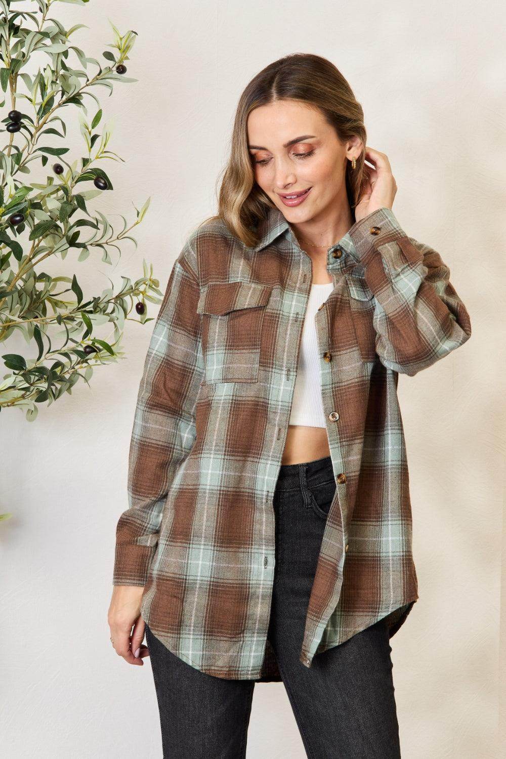 Mandy Plaid Dropped Shoulder Shirt for Effortless Style - Selvanelle