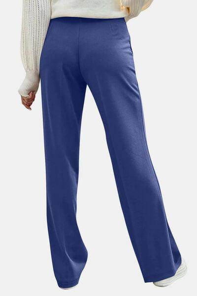 Decorative Button High Rise Pants for Stylish Comfort - Selvanelle