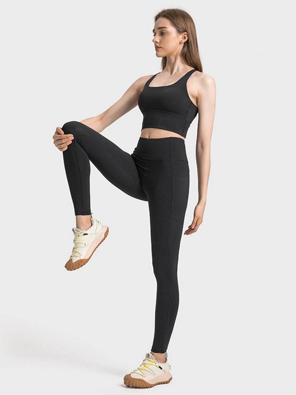 Millennia Scoop Neck Crisscross Straps Sports Bra - Selvanelle